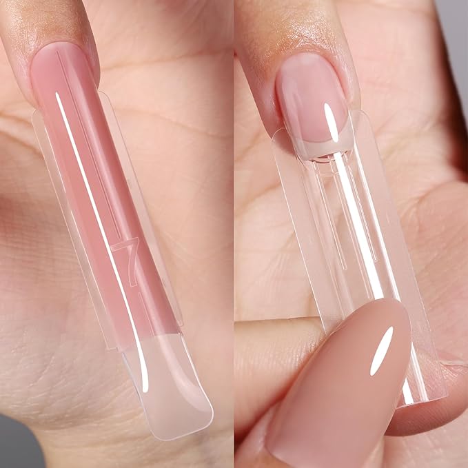 YOKEFELLOW Original Sandwich Nails Dual Forms - 240Pcs Long Coffin Nail Mold for Quick Nails Extension, No Paper Forms Needed, 15 Sizes Plastic Form, Salon Nail Art Tools(W556-Long Square)