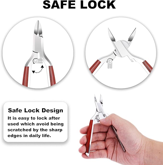 Podiatrist Toenail Clippers for Ingrown&Thick Toenails, alicates para uñas de pies, Luxury Wooden Handle Nail Clippers, Professional Toenail Cutter for Seniors, Men, Women
