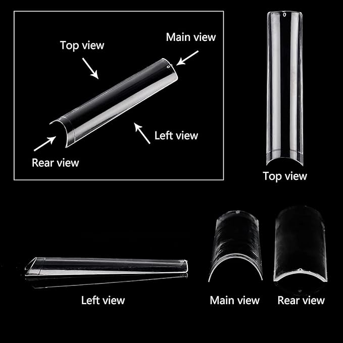 Clear Acrylic Square Nail Tips, SWETIDY 500pcs No C Curve XL Long Square Shaped Straight Fake Nails Flattened Half Cover Artificial Nails with Box for Nail Salon Professional and DIY Nail Art 10 Sizes