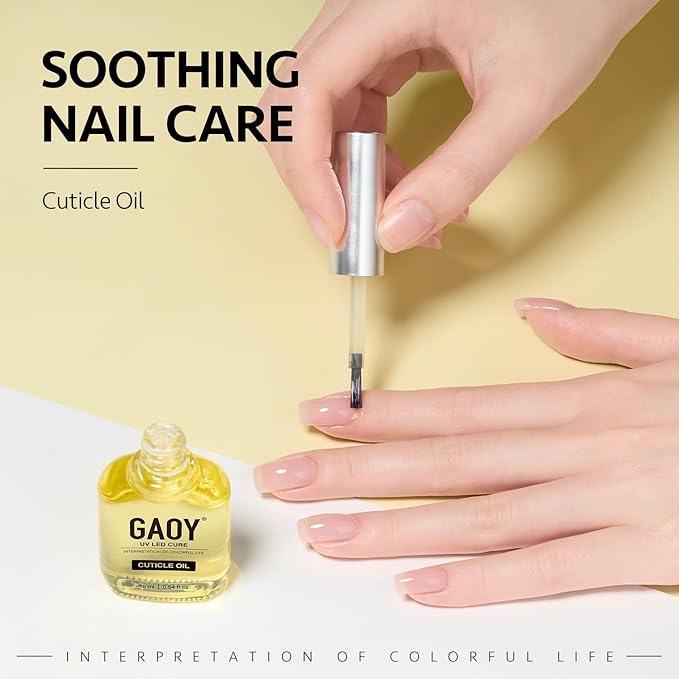 GAOY Gel Top Coat, Base Coat and Cuticle Oil Set, 3 Pcs 16ml Glossy No Wipe Combination for UV Light Cure Gel Nail Polish