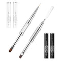 2 Pcs Double Ended Nail Builder Gel Brush, French Tip Brush Hard Gel for Nails, Brush Liner Brush Nails Hard Gel for Design Nails Professional Nail Art(Black and White)