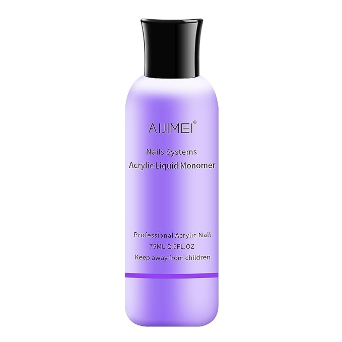 AIJIMEI Acrylic Nail Liquid Monomer 75ml/2.5fl.oz, Acrylic Nail Monomer Liquid Nail Extension Nail System
