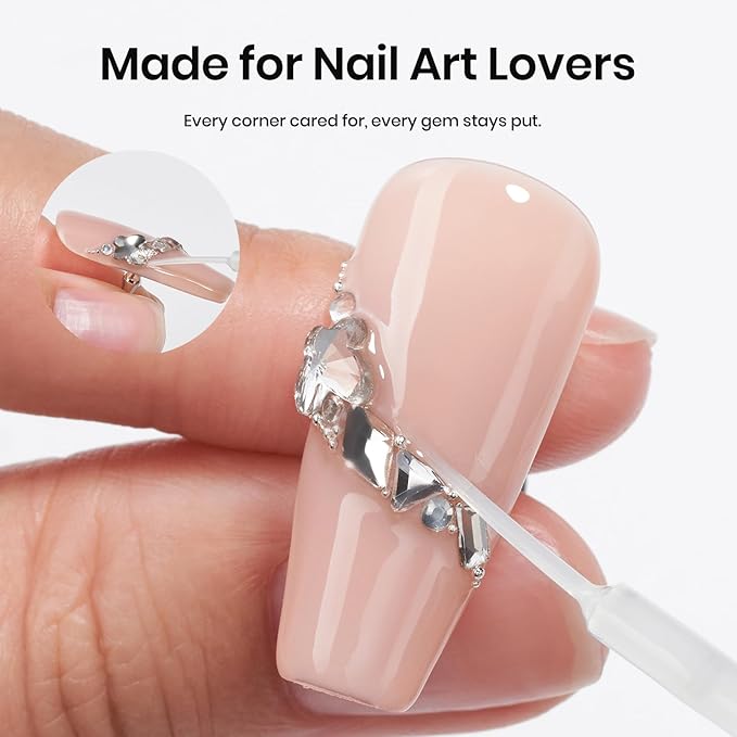 Beetles Liner Gel Top Coat - Decoration Sealing Precision Nail Gel with Fine Brush for Detailed Designs, Strong Adhesion for Mirror Chrome Powder, Rhinestones & Gap Filling UV Light Cure