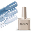 MAYCHAO 15ML Jelly Blue Nail Polish 1Pc Transparent Navy Blue Gel Polish Soak Off UV LED Translucent Nail Polish Nail Art Starter Manicure Salon DIY at Home, 0.5 OZ
