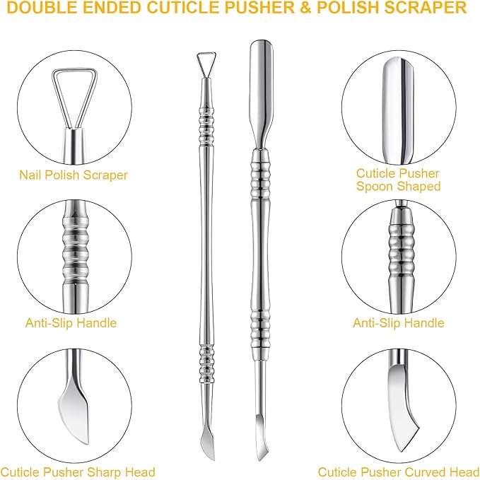 Mudder Acrylic Nail Clippers Kit False Nails Tips Cutter Professional Cuticle Trimmer Nipper Cutter Pusher Remover Stainless Steel Manicure Pedicure Art Tools Set Salon Home(Silver)