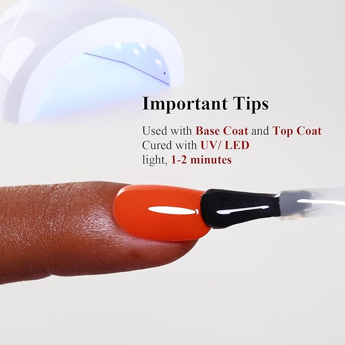 Neon Gel Polish, 0.5 Fl Oz Neon Orange Red Nail Gel Polish Spring Summer Art Starter Manicure Salon DIY Soak off UV LED Design