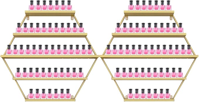 Metal Wall-Mounted Nail Polish Shelf and Essential Oil Rack, Used in Nail Salon, Beauty Salon, Home Perfume/Cosmetics/Beauty Supplies/Spices Collection Display Rack