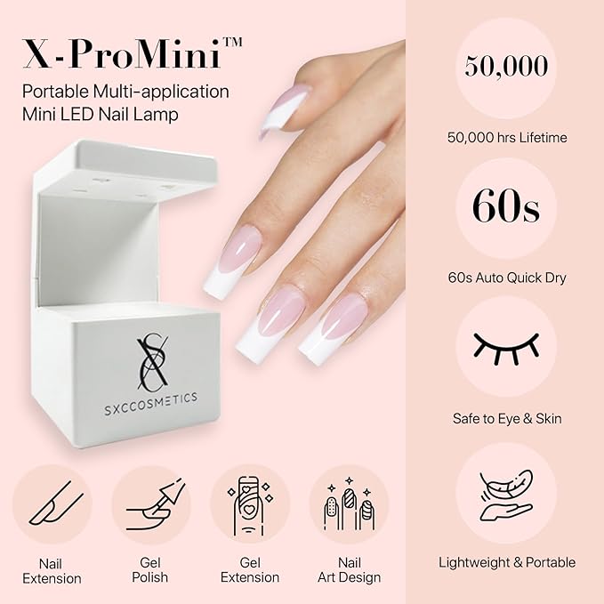 SXC Cosmetics French Tip Press On Nails - Skin Tone Nude and Color Series, XS Almond X-Pro Tips Starter Kit ST118KIT