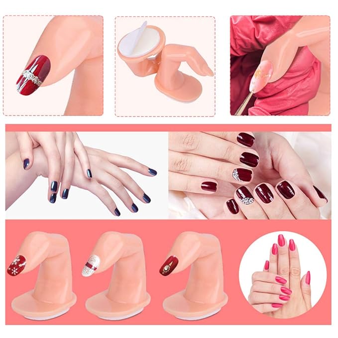Practice Fingers for Acrylic Nails Gel Training Nail Art Practice Fingers Decoration Training Fingers, Plastic Fake Fingers with Nails, 10 Pack