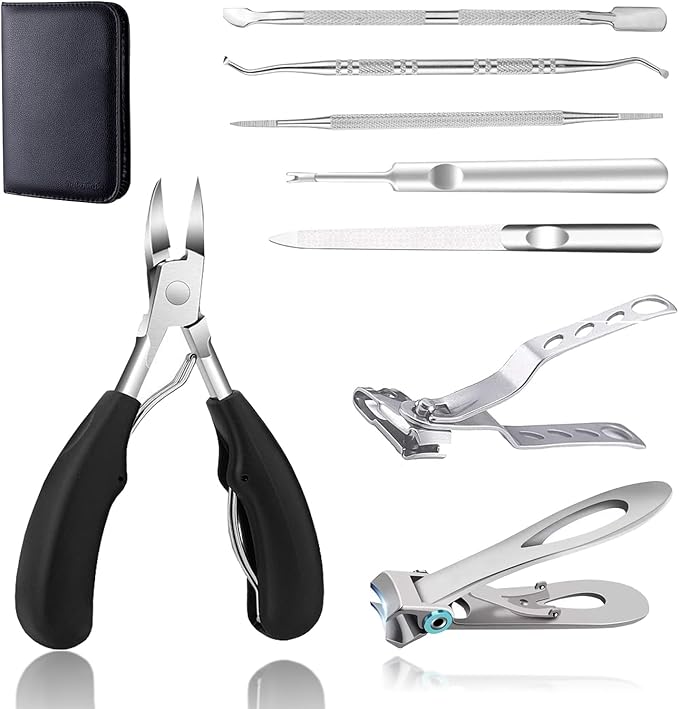 Toenail Clippers for Thick Toenails,Professional Toe Nail Clippers Set,Heavy Duty Long Handle Toenail Clipper for Seniors/Adult/Man/Women,Podiatrist Ingrown Toenail Tools with Storage Case