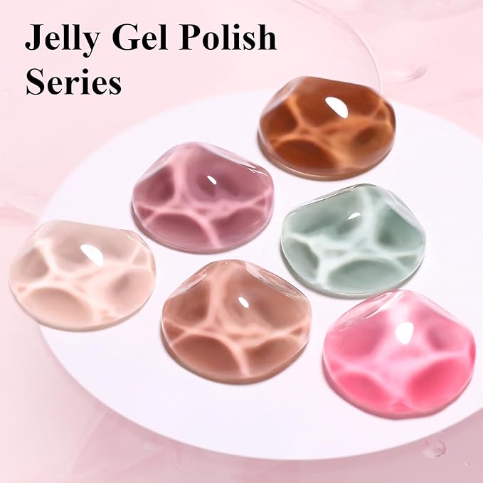 Imtiti Jelly Gel Nail Polish, 0.5 Fl Oz Rose Pink Sheer Jelly Gel Polish Soak Off LED UV Translucent DIY Nail Art Starter Manicure Salon