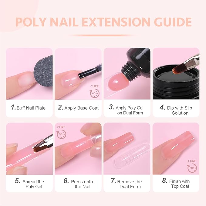 GAOY Poly Gel, 60g Nail Extension Gel, Milky Nude Builder Enhancement for Beginner & Professional Nail Art Salon DIY at Home