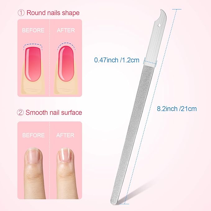 Mudder 8 Packs Diamond Nail File Stainless Steel Double Sided Metal Buffer Fingernail Toenail Manicure Women Men Pedicure Tool for Salon Home, 8 Inch