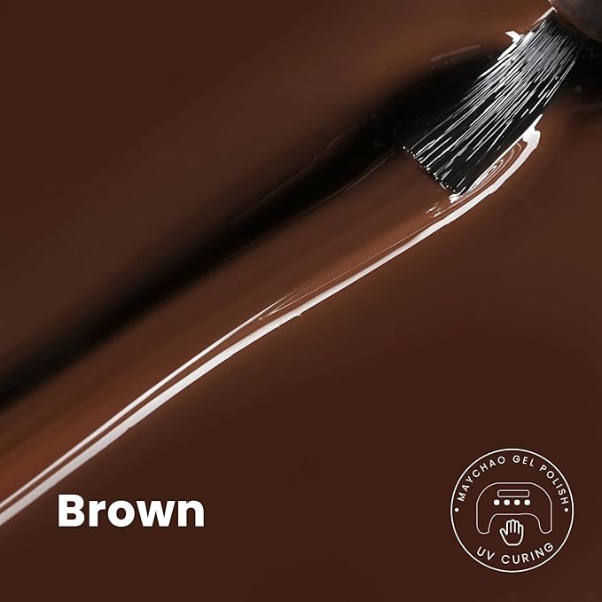 MAYCHAO 15ML Brown Gel Nail Polish 1Pc Chocolate Coffee Brown Gel Polish Soak Off UV LED Nail Polish Nail Art Starter Manicure Salon DIY at Home, 0.5 OZ