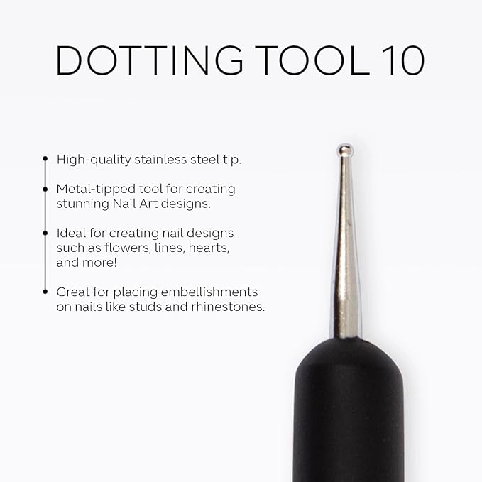 Pink Mask Dotting Tool 10- Essential Metal-Tipped Tool for Nail Art Designs (18 x 0,5 x 0,5 cm)