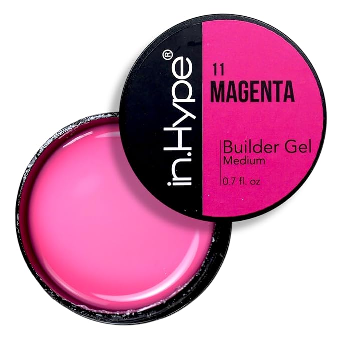 IN.HYPE UV/LED Professional Hard/Builder Gel for Nail Extension/Strengthening/Overlays File Off Pink Magenta #11