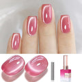 Double Rhythm 0.5 Oz Cat Eye Gel Polish with Magnet Same Color Same Bottle Holographic Glitter Shimmer Translucent Color Salon 15 ML Magnetic Nail Art (Rose Red-MC1170)
