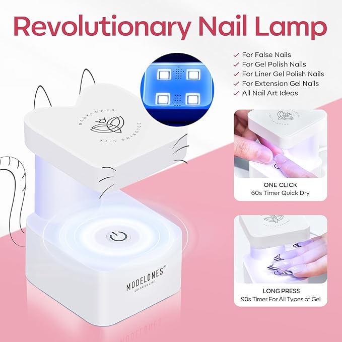 modelones X Nail Gel Kit Almond, 510Pcs Nail Tips Solid Glue Prep Dehydrator & Mini U V LED Light Clipper, Upgrade 15Sizes Medium Almond Press on Tips Etch Half Matte for Easy Extension DIY Women Gift