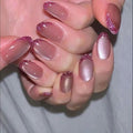 Short Almond Press on Nails French Tip Nude Pink Fake Nails Cat eye Glitter Stick on Nail for Women 24pcs