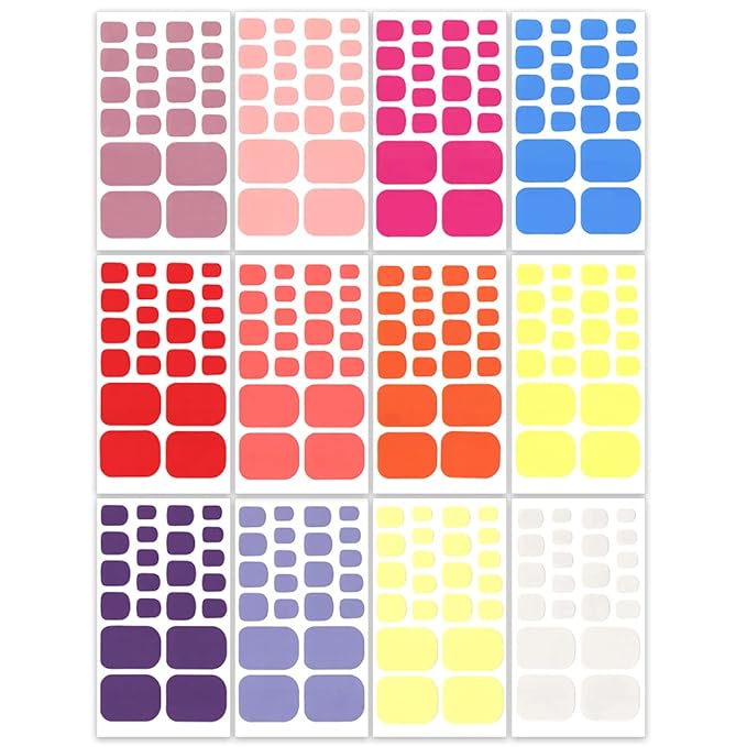 WOKOTO 20 Sheets Toe Nail Strips Full Wraps, Solid Toe Nail Polish Strips Self-Adhesive Toenail Polish Stickers Decals With Nail File For Women Girls, Stick On Nail Polish Stickers For Toe Nails