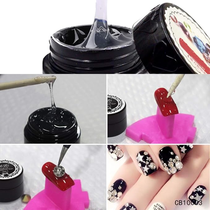 Minejin Nail Art Adhesive Rhinestones Builder Glue Super Sticky DIY UV Gel For Shiny Gems Mini Diamond False Tips Decoration With Container Tray