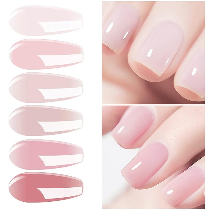 Vishine Gel Nail Polish Kit UV Light, 36W UV LED Nail Dryer Lamp, 6 Sheer Milky Pink Jelly Transparent Colors Base Top Coat Professional All-in-One Nail Art Manicure Tools