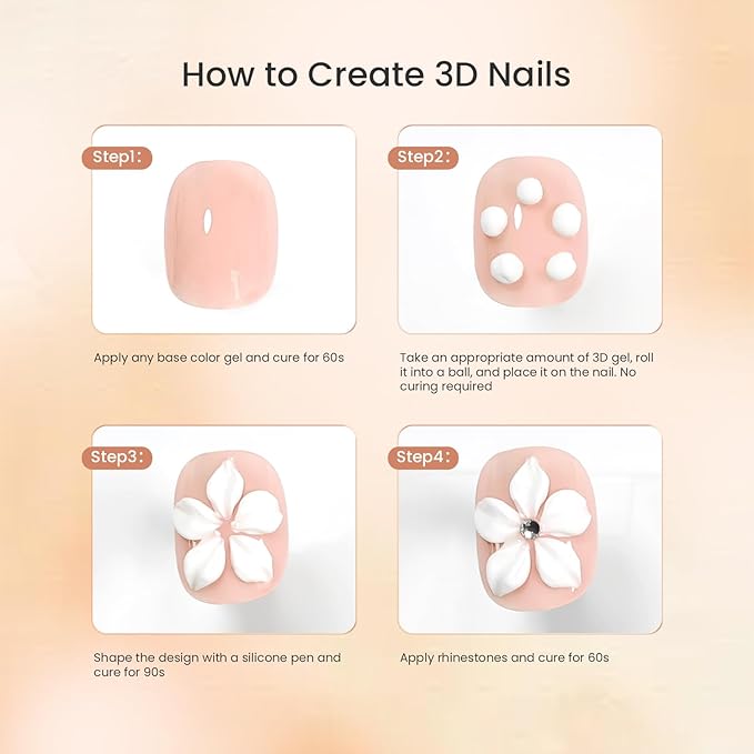 JODSONE White 3D Gel Nail Art Sculpting Gel Non-Sticky Molding Gels for Nails Solid U V LED Soak Off Gels Polish for Carving Molding and Building