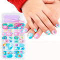 120Pcs 10 Packs Cute Short Press on Nails for Girls 5 Styles 12 Sizes Press on Nails for Kids Press ons with Jellyfish Whale Mermaid Dolphin Octopus Starfish Designs for Little Girl Gift DIY Manicure