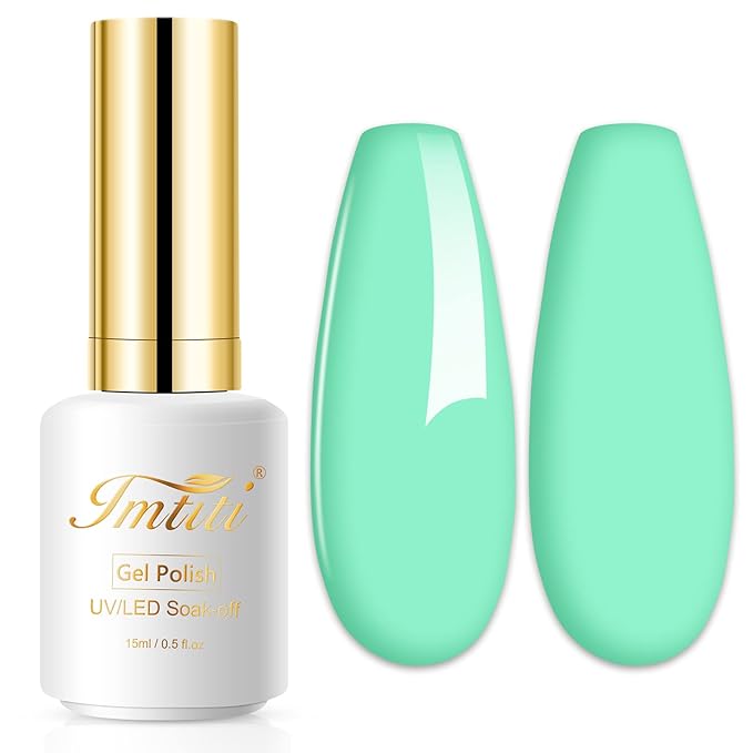 Imtiti Pastel Mint Green Gel Nail Polish, 0.5 Fl Oz LED & UV Gel Polish Spring/Summer Starter Kit