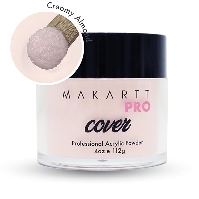 MakarttPro Acrylic Powder - 112g/4oz Nail Cover for Extension, Perfect for Professional Private Nail Technicians - Color: Creamy Almond