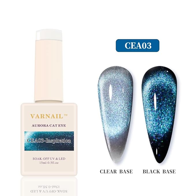 VARNAIL Aurora Cat Eye Gel Polish Set 6 Colors, 15ML Glitter 9D Cat Eye Gel Polish with Magnet, Salon Quality Magnetic Gel Nail Polish Kit (Aurora 01)