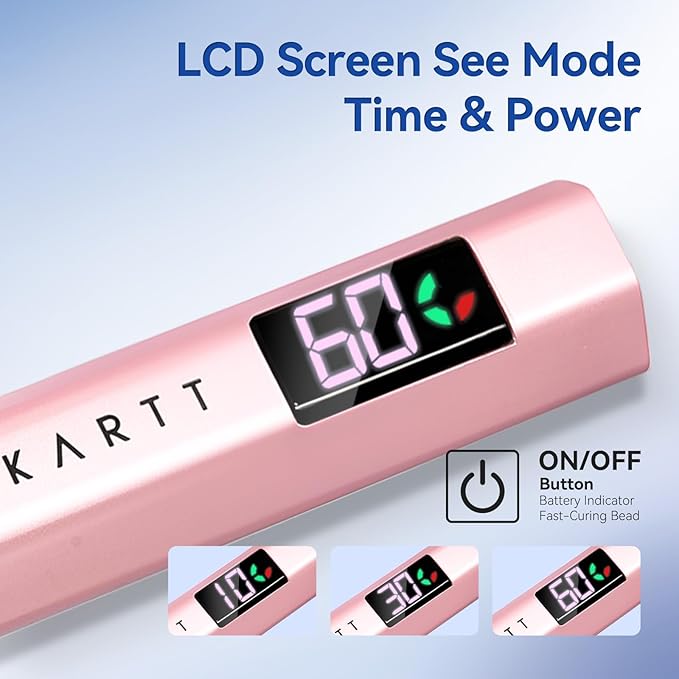 Makartt Handheld UV Nail Lamp - UV Light for Gel Nails with 3 Beads Portable JERTY LED Gel Light for Fast Curing Nail Tips Rechargeable USB Nail Light with LCD 3 Timers for Home Salon Use