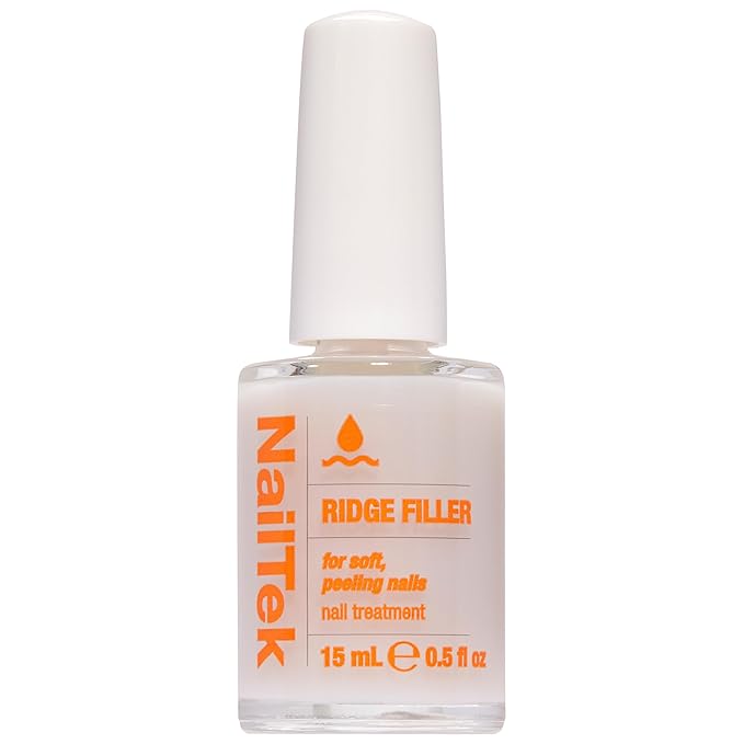 Nail Tek Ridge Filler Formula 2 – Clear Ridge Filler for Nails Base Coat, Nail Strengthener Polish for Soft & Peeling Nails, 0.5 fl oz
