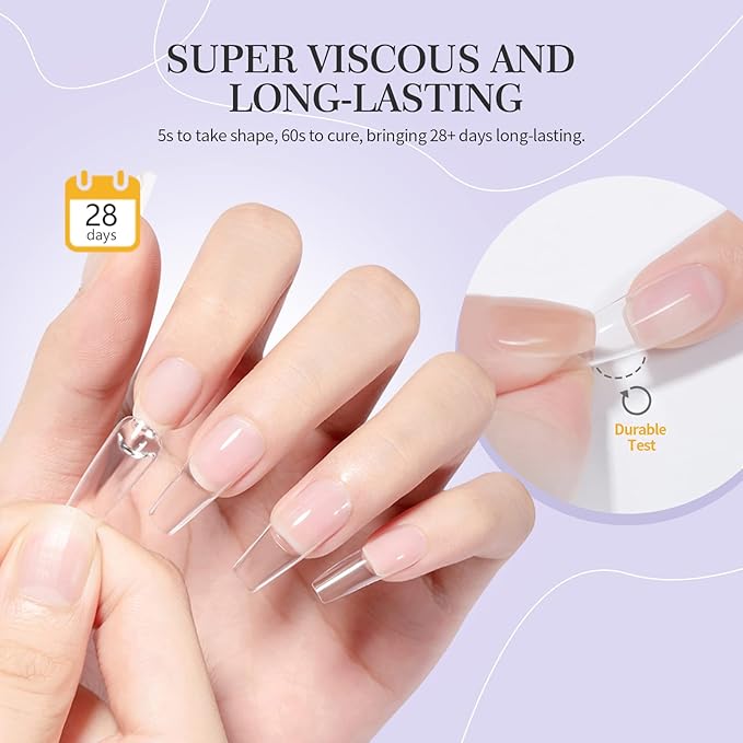 SAVILAND U V Nail Glue with Lamp Kit, 0.5 Oz. U V Gel Glue 4-in-1 for Nail Tips, Press on Nails and U V Lamp for Nails Fast Curing Strong Glues for Gel Extension DIY Manicure Art