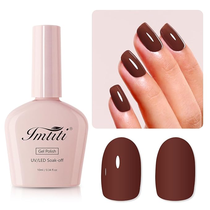 Imtiti 10ML Chocolate Brown Gel Polish Soak Off LED UV Nail Gel DIY at Home Salon Art Gift for Women Girls 1PCS