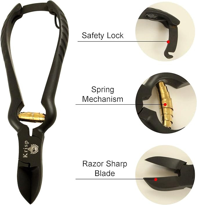 Professional Toenail Clippers for Thick Toe Nails - Heavy Duty Medical Grade Podiatry Stainless Steel Nail Clippers Cutter Trimmer Toenail Scissors for Men Seniors Podiatrist Tools (Black, 6.25 Inch)