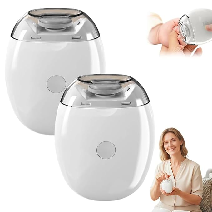 Universal Automatic Fingernail Grinder,Portable Electric Nail Clipper with LED Light and 3 Speeds,360° Silent Auto Fingernail Cutter and Polishing Trimmer for Safe (2 PCS)