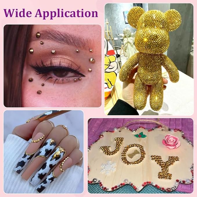 30000Pcs Resin Rhinestones for Bedazzling with Tweezers, Mine Gold Rhinestones for Crafting with 3Pcs 10ml B7000 Jewelry Glue for DIY Crafts Clothing Tumblers Shoes Fabric Nail Art