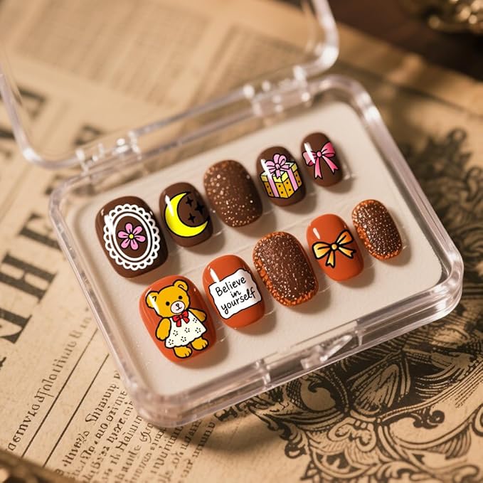 PH PandaHall 3pcs Cute Bear Nail Stamping Plates Bows Heart Nails Art Stencils Butterfly Fruit Mushroom Manicure Art Templates Lovely Sweet Style Nails Image Plates for Women Manicures Salon Design