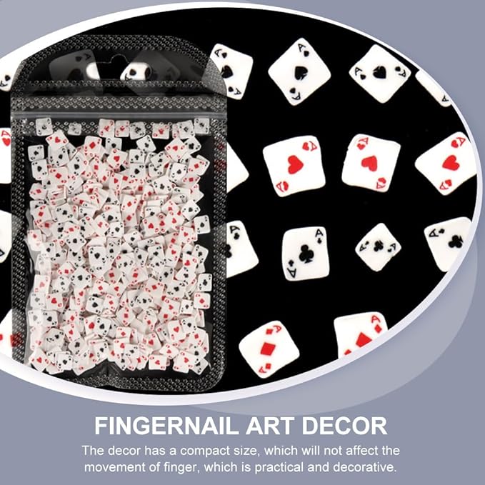 minkissy Poker Card Nail Charms Polymer Clay Nail Art Accessories for Diy Manicure 4.33X2.75In Unique Simulation Playing Card Design Durable Decoration