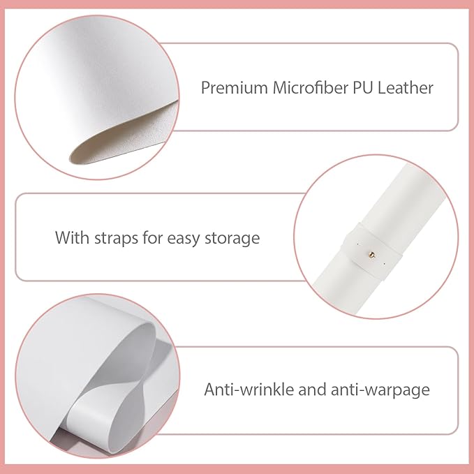 Nail Art Table Mat, (Mat Only) Foldable Hand Rest Manicure Pad, Soft Microfiber PU Leather Arm Rest Pad for Acrylic Nails, Nail Polish Mat for Nail Tech Salon Home (White)