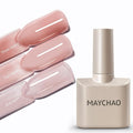 MAYCHAO 15ML Jelly Gray Pink Gel Nail Polish 1Pc Transparent Pink Gel Polish Soak Off UV LED Translucent Nail Polish Nail Art Starter Manicure Salon DIY at Home, 0.5 OZ