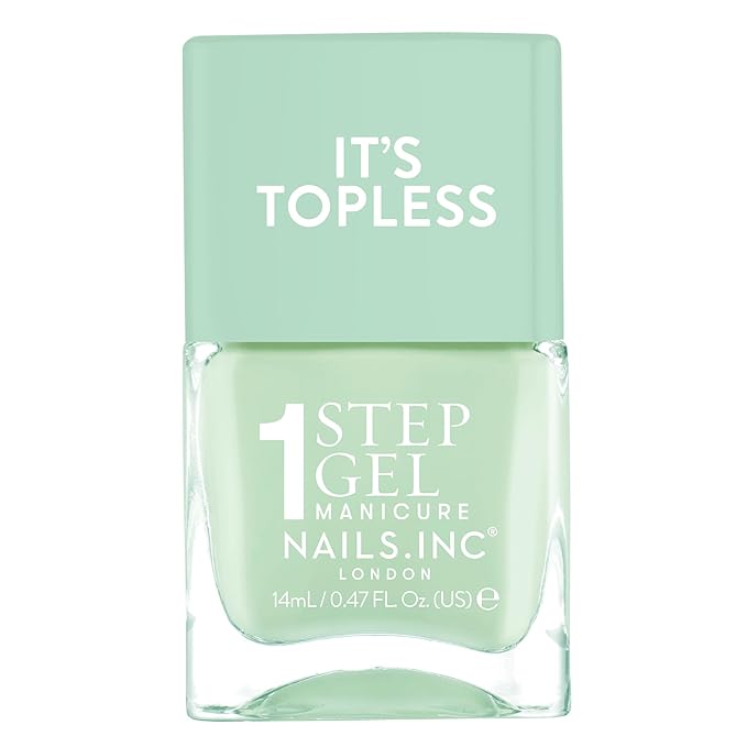 Nails Inc It's Topless Gel-Like Nail Polish, 4-in-1 Base Coat, Treatment, Color & Top Coat, Long Lasting, Strong, Chip Free Nails, Glossy Salon Quality Manicure, Air Dry, Camilla, 0.47 Fl Oz