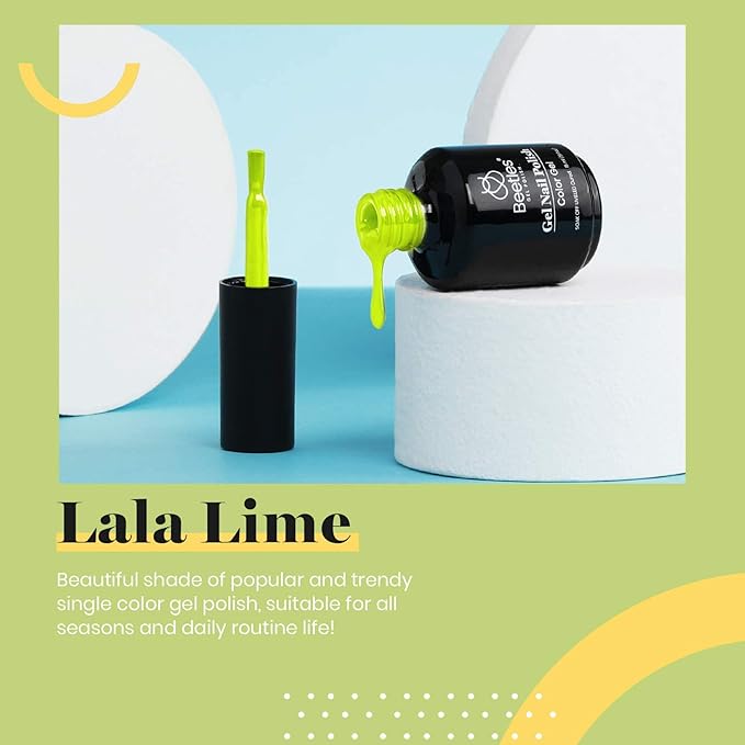 Beetles Neon Yellow Gel Nail Polish, Bright Yellow Lala Lime Color Neon Gel Polish, Spring Nails Soak Off Uv LED Nail Lamp Gifts for Women -Size: 15 ml/Each