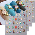 6Sheets 5D Embossed Stickers, Crystal Soft Glue Irregular Gems, Geometric Frame Art Stickers, Jelly Rhinestones Heart Star Decals, Moon Sun Cloud Nail Designs