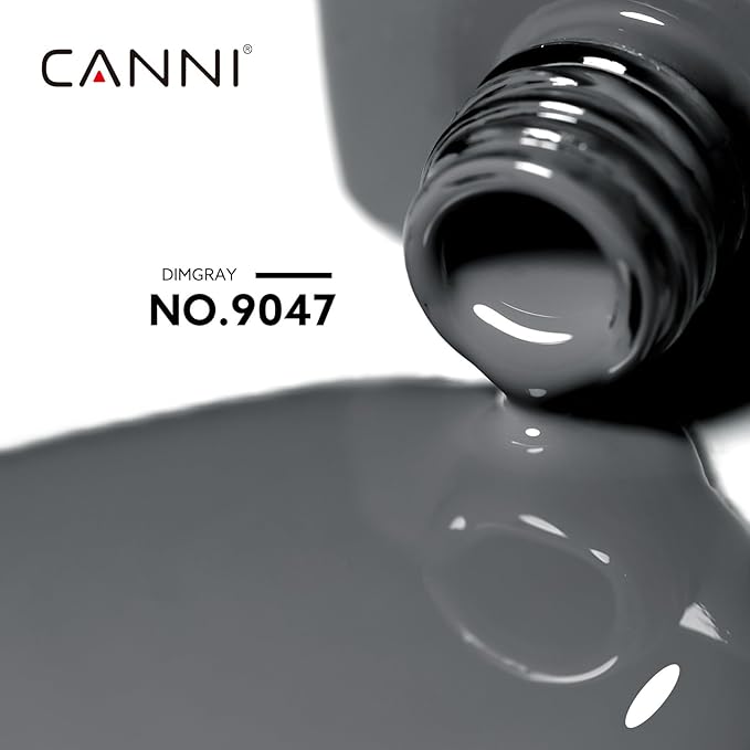CANNI Grey Gel Nail Polish, Dark Grey Gel Polish Color High Gloss Soak Off U V French Nail Manicure Salon DIY