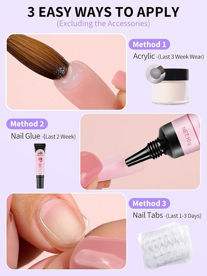 EBANKU Press On Toenails Short, 216 Pcs Square Toe Nail Tips Solid Color False Toenails 18 Sizes Press On Nails Full Cover Nail Tips with Nail Glue for Nails DIY Salon Home