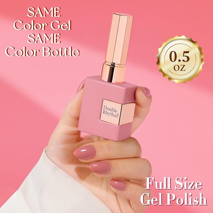 Double Rhythm 0.5 Oz Gel Nail Polish Neutral Natural Same Color Same Bottle Translucent Light Milky Pastel 15ML Manicure French Design Art DIY at Home (Peach Purple-A1517)