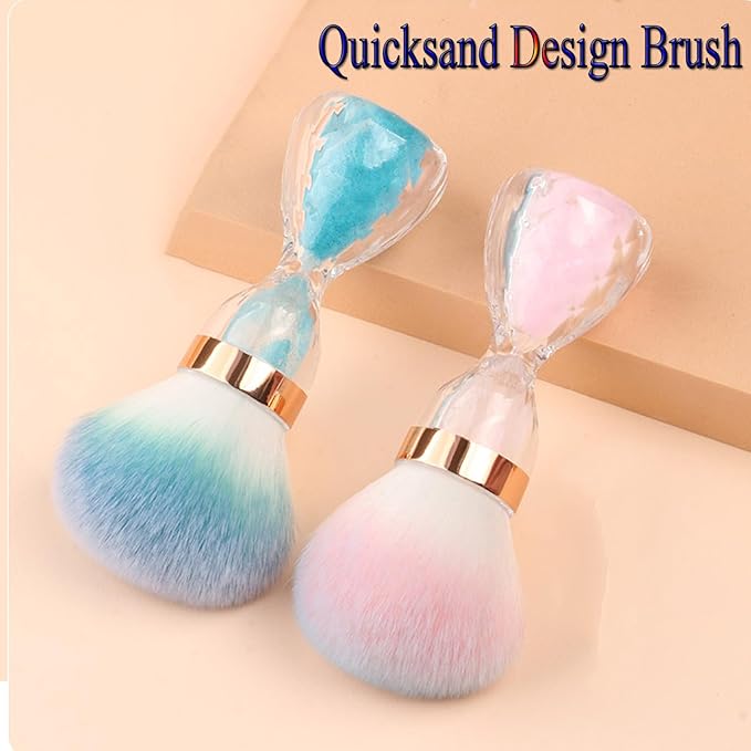 Nail Dust Brush for Acrylic Nails,Soft Brush Nail Art Dust Powder Remover Brushes Nail Art Dust Powder Remover Brush with Sequins and Dandle for Nails Soft Nail Duster Brush(Blue)