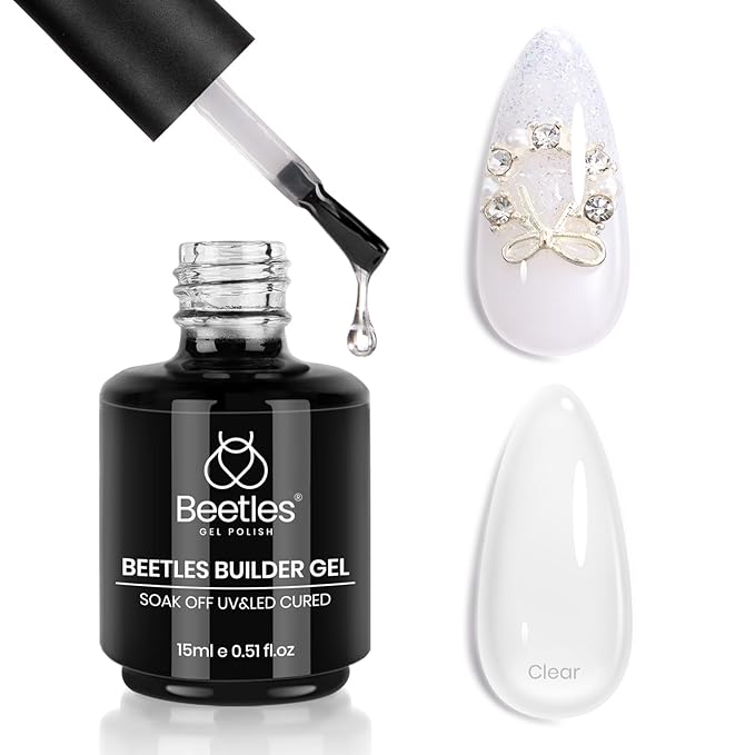 Beetles Builder Gel for Nails-Nail Thickening Strengthening Building Apex for Beginner DIY Salon at Home, Clear Builder Nail Gel, UV & LED Lamp Cured Needed